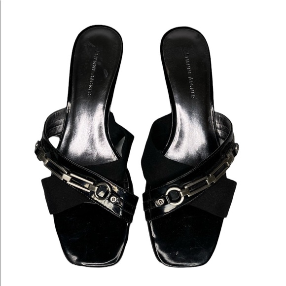 Etienne Aigner Shoes - Etienne Aigner Women’s Black Slide In Low Heel Sandals Sz 7.5